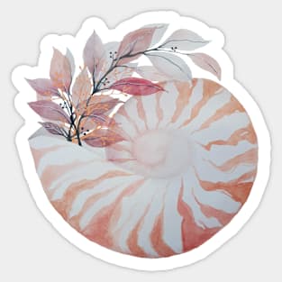 Watercolor Botanical Arrangement with Nautilus shell Sticker